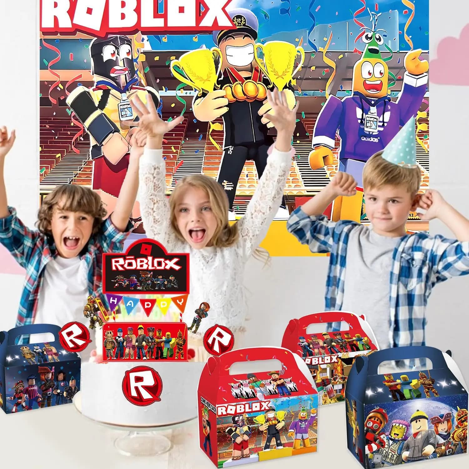Roblox Borse di compleanno Scatole per bomboniere Regalo a sorpresa Scatola per caramelle per bambini Gioco di Halloween Baby Shower Decorazione per feste robot fai da te