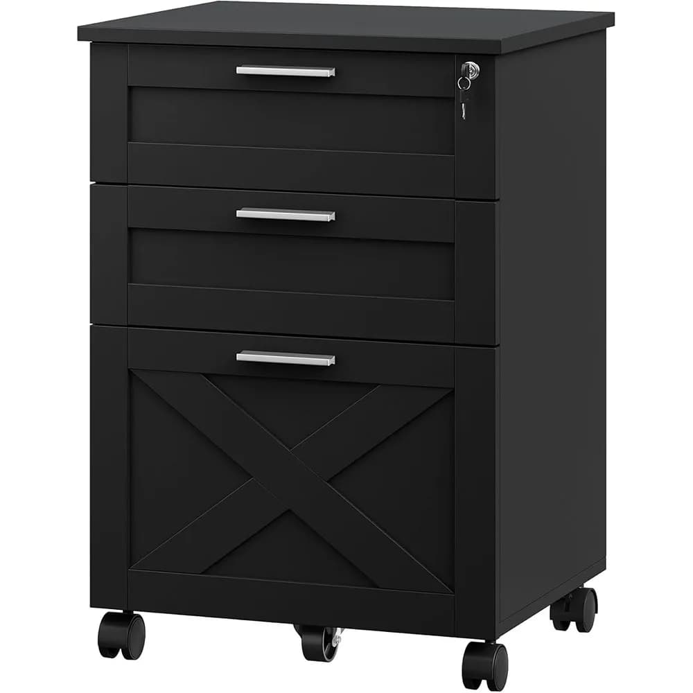 Schedario con ruote a 3 cassetti con serratura - Schedario mobile in legno per ufficio domestico, organizer per riporre sotto la scrivania adatto a lettere
