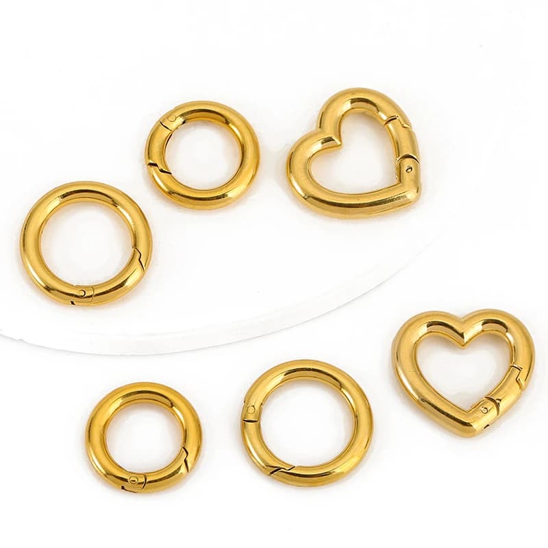 2 pieces stainless steel clasp heart ring round snapper hooks necklace for diy jewelry supplies accessories