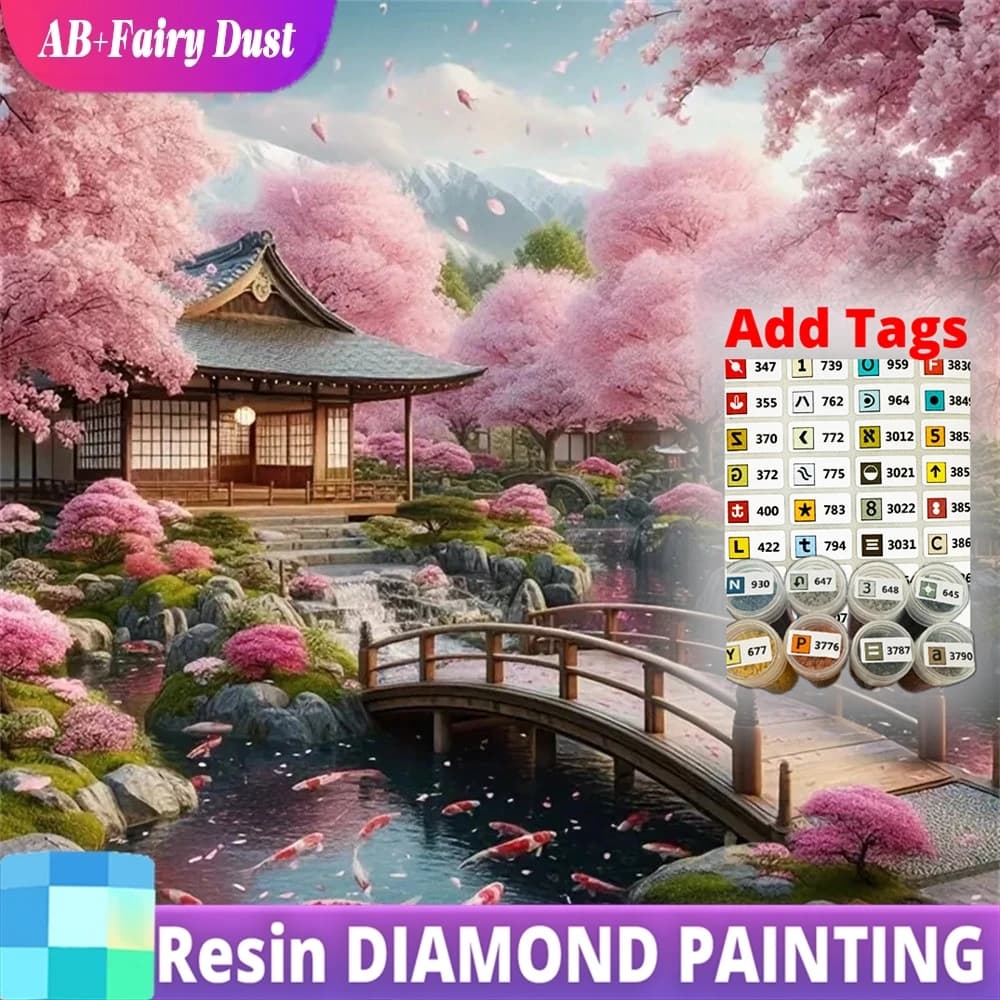 Resin AB Fairy Dust Diamond Mosaic House Acrylic Craft Supplies DIY River Diamond Painting Garden Landscape New Arrival Handmade