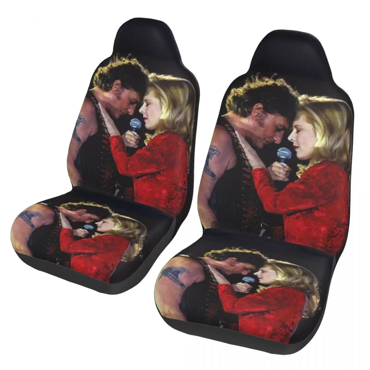 Johnny Hallyday and Sylvie protection for car seat interior accessories woman Rock Music car seat pad protection for fabric seat