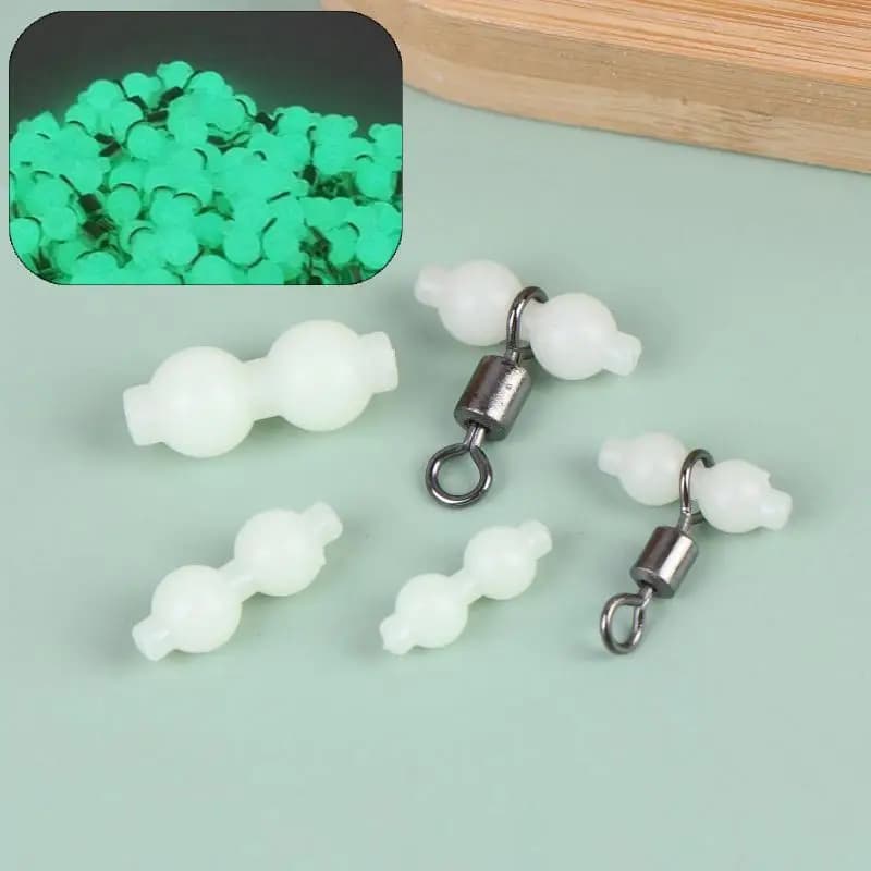 50Pcs Luminous Gourd Bead Fishing Swivel Connector Anti Tangle No Line Damage Tackle for Stream Creek Fishing Accessory