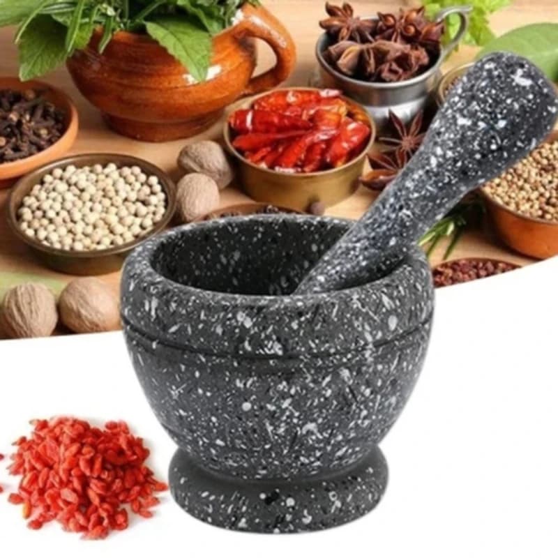 Spremiaglio Manuale Multifunzione, Set Mortaio e Pestello, Macinino Domestico per Aglio, Peperoncino e Polveri Medicinali