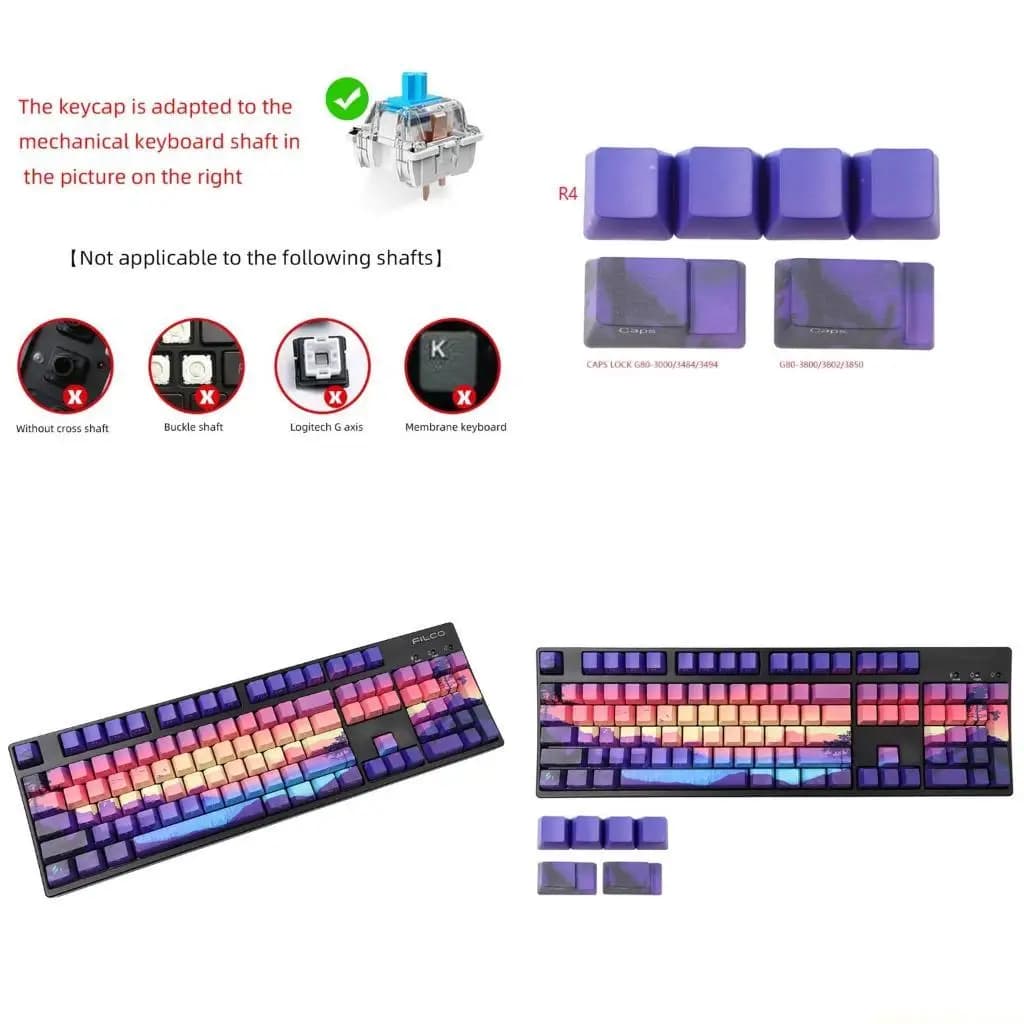 Copritasti profilo OEM viola PBT 5 Face Dye-Sub 128 tasti Set completo Barra spaziatrice 6.25U per GH60 \ IKBC \ anatra / 128