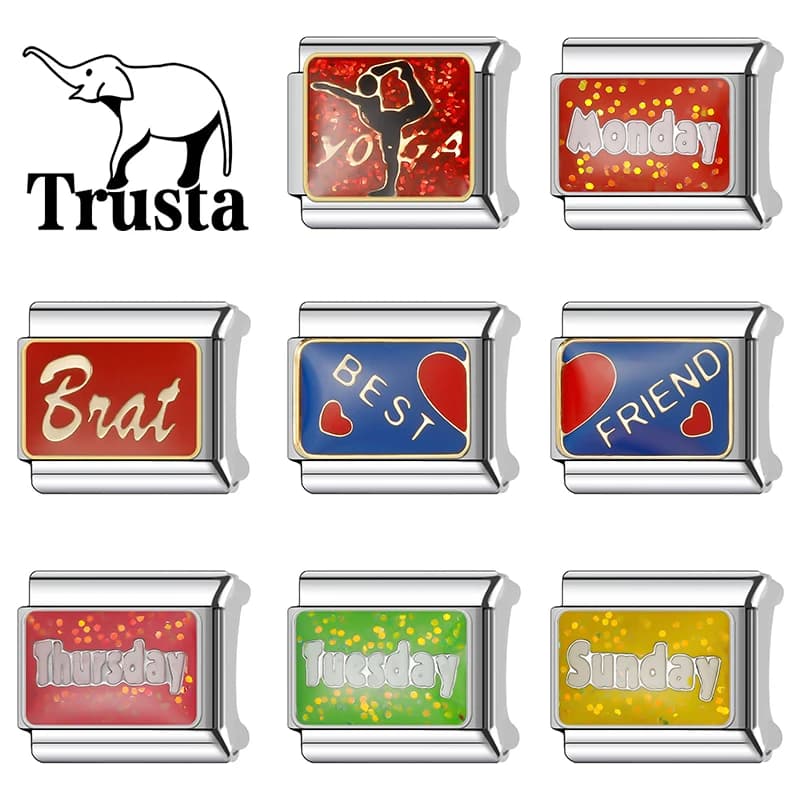 Trusta 2025 Nuovo colore Miglior fascino Collegamenti italiani Bracciale in acciaio inossidabile da 9 mm per le donne Commercio all'ingrosso di gioielli fai da te N371
