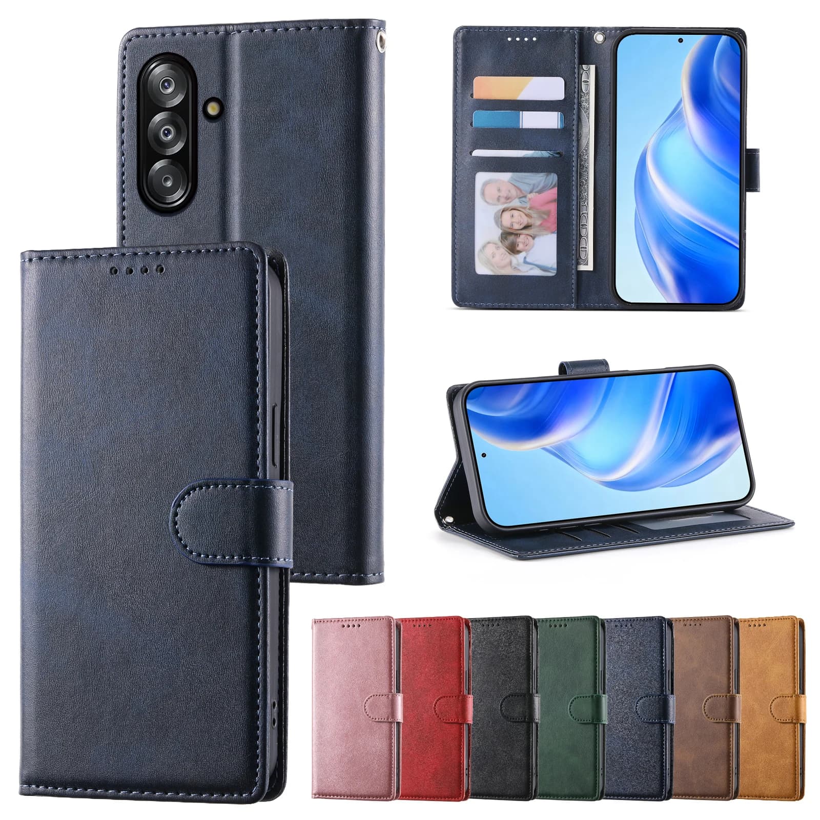 Custodia a Portafoglio in Pelle per Samsung Galaxy A17 A07 A36 A56 A16 A26 A15 A35 A55 A25 A05S A06 A14 A34 A54 A13 A53 - Cover Business