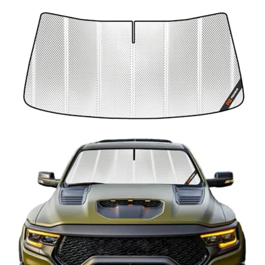 Parasole per parabrezza per Ram 1500 2009-2018 e Ram 1500 Classic 2019-2024, parasole per specchietto retrovisore a copertura totale, in poliestere riflettente