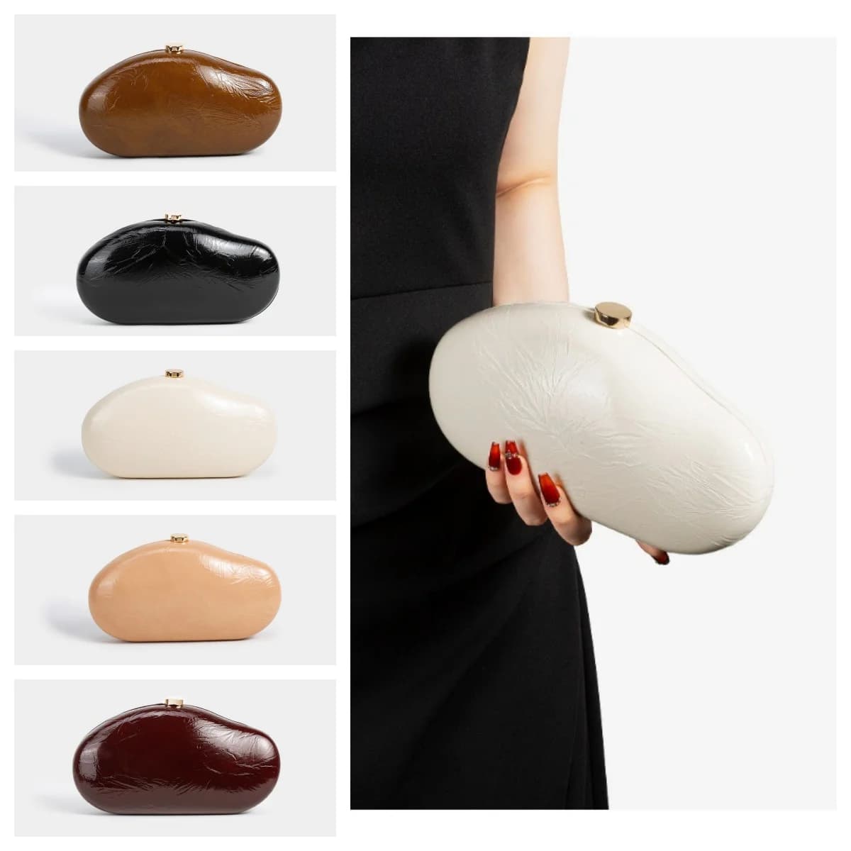 Nuova pochette in acrilico Borsa da sera per feste Borsa da sera Borse a tracolla Borsa da viaggio Pro da donna in pelle PU a forma di uovo
