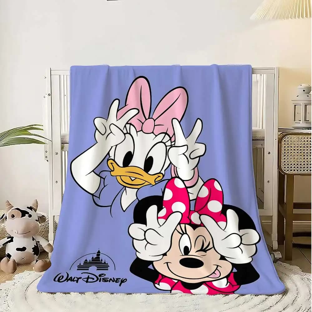 Copriletto a forma di topo e margherita in cartone animato sul letto Coperta in pile per divano decorativo Coperte invernali calde per la casa Ginocchio doppio
