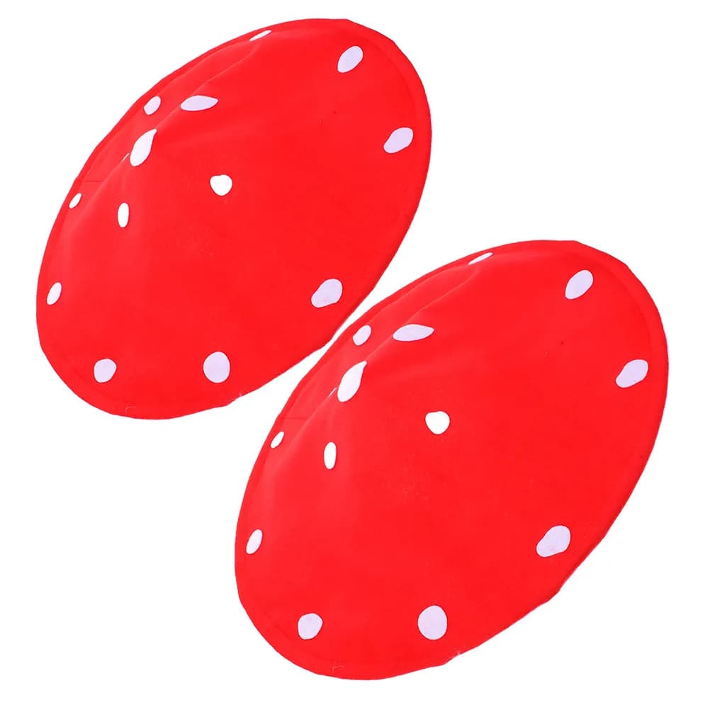 2Pcs Kids Mushroom Hat Oversized Red White Soft Fabric Kawaii Gnome Cosplay Cap for Halloween Party Costume Dress-Up