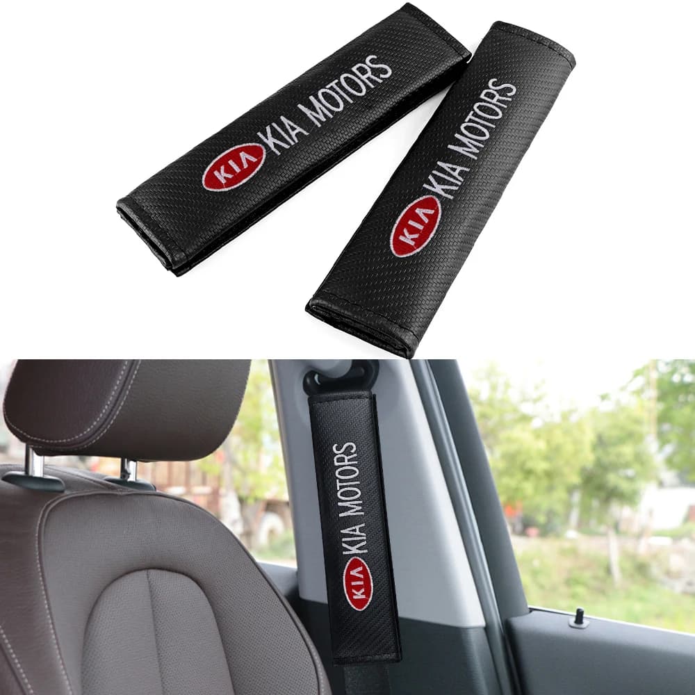 Car Seat Belt Carbon Fiber Safety Shoulder Cover Breathable Protection For KIA Morning Picanto Rio Stonic Optima hub center cap