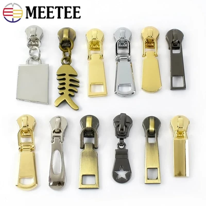 5/10P 5 # Cursori con cerniera per cerniere in metallo Borse Portafoglio tascabile Teste con cerniere Kit di riparazione per chiusura con cerniera Accessorio di ricambio per cucito fai-da-te