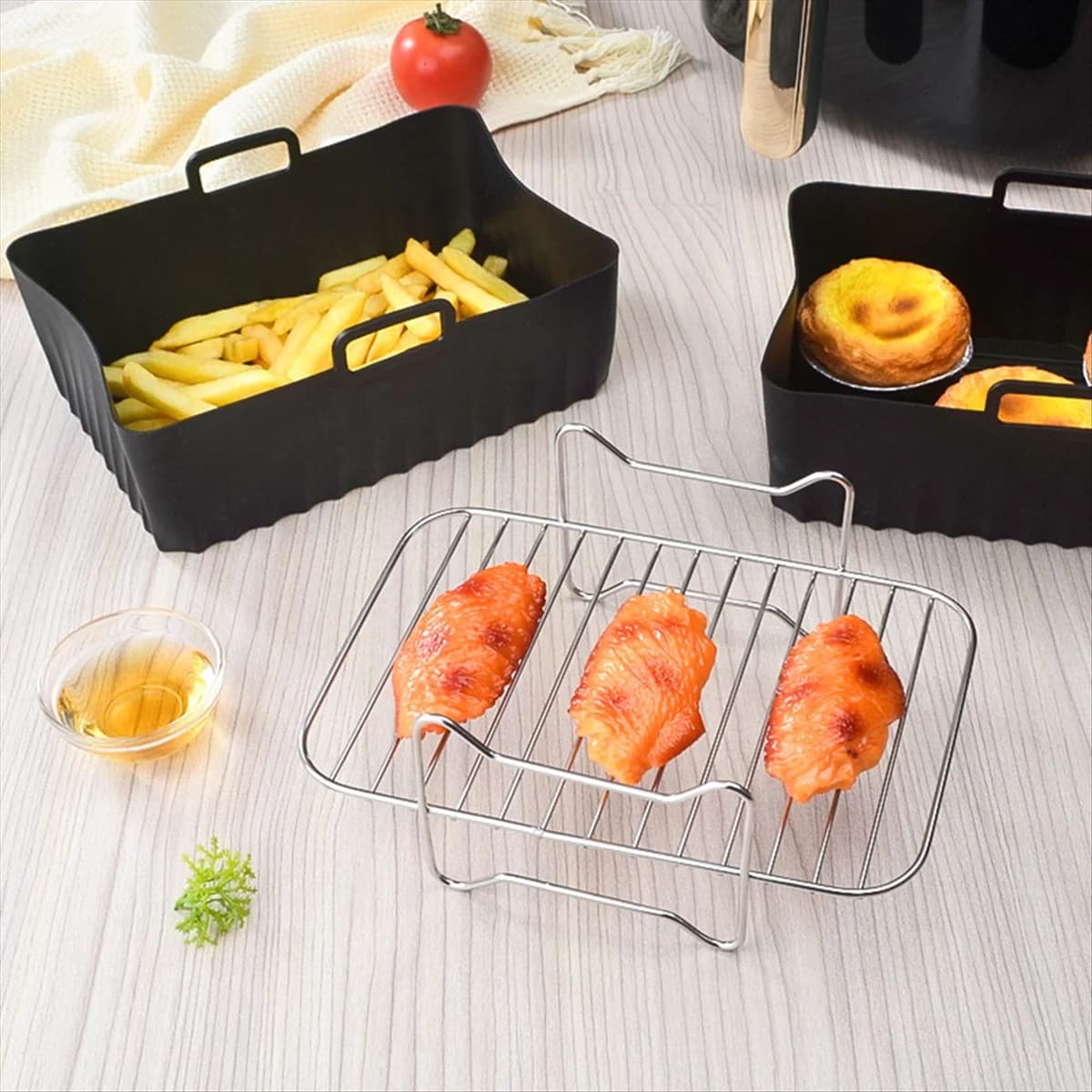N09R Set di accessori per friggitrice ad aria per Ninja AF400EU Airfryer a doppia zona Fodere per friggitrice ad aria in silicone Disidratatore Rastrelliere Carta da forno