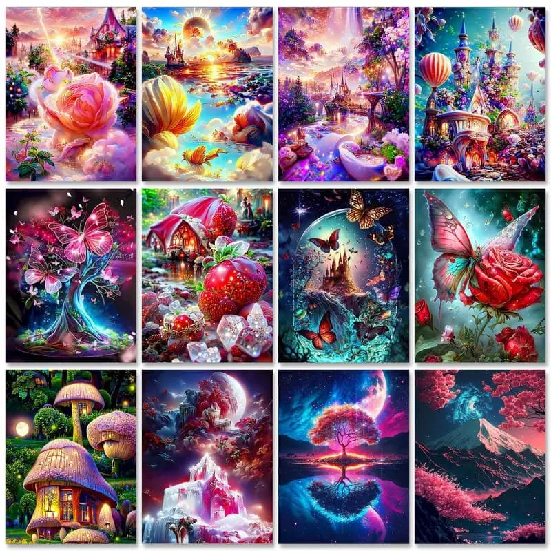 GATYZTORY Painting By Number Fantasy Forest Landscape Drawing On Canvas Acrylic Paints DIY Pictures By Numbers Scenery Kits