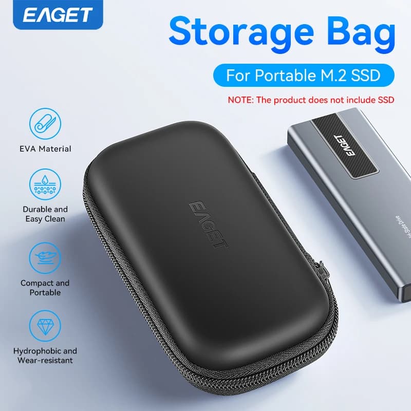Custodia per scatola SSD Eaget Borsa per disco rigido portatile per custodia per scatola SSD esterna portatile M.2 SSD Protezione nera