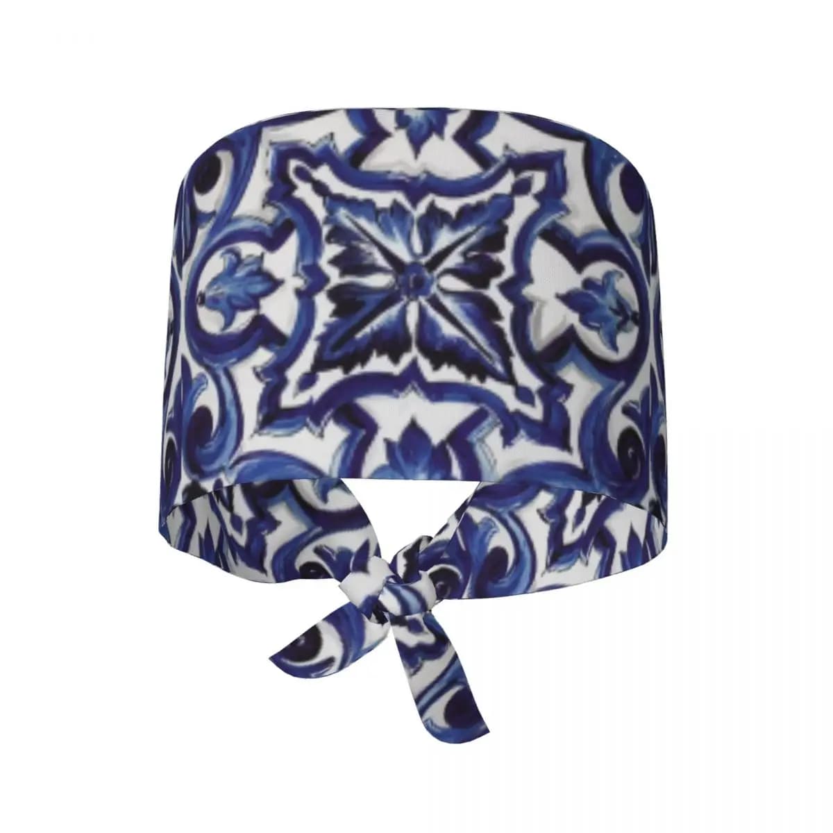 Blue Ornate Floral Mediterranean Tile Sicilian Hat Cushion Medical Work Beret Surgical Men's Nursing caps for dentist