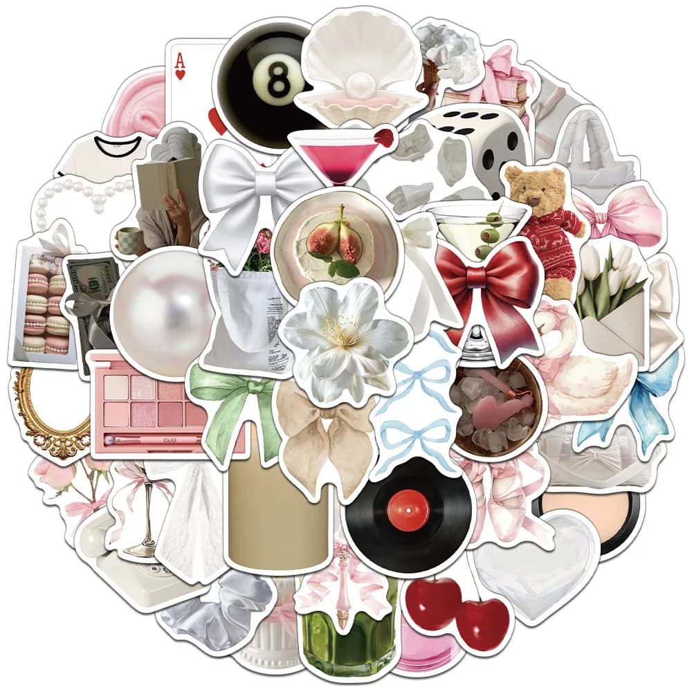 52pcs Gentle Girl INS Aesthetics Art Graffiti Stickers Phone Guitar Laptop Suitcase Cup Waterproof Cartoon Sticker Kids Toys