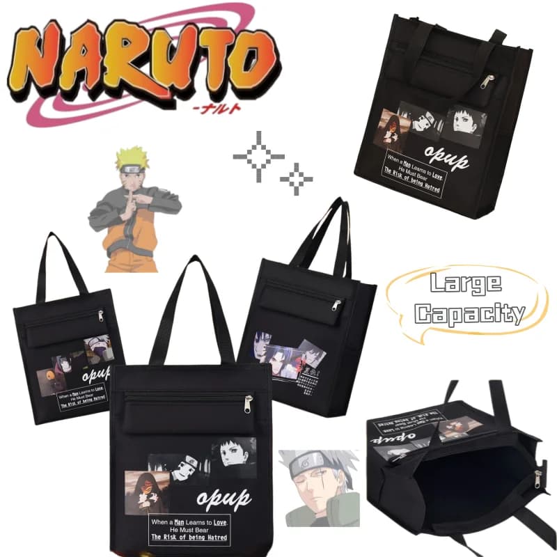 Naruto Canvas Bag Hatake Kakashi and Hyuga Hinata Cartoon Fashion Personality Capacity Student Multi-functional Light Handbag