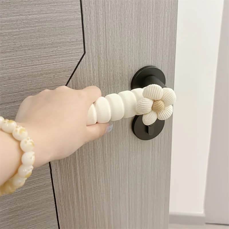 Fermaporta da 1 pezzo, piccola copertura per maniglia della porta in stile floreale in beige, copertura protettiva silenziosa anti-collisione per porta, previene efficacemente i danni a pareti e serrature, copertura antistatica.