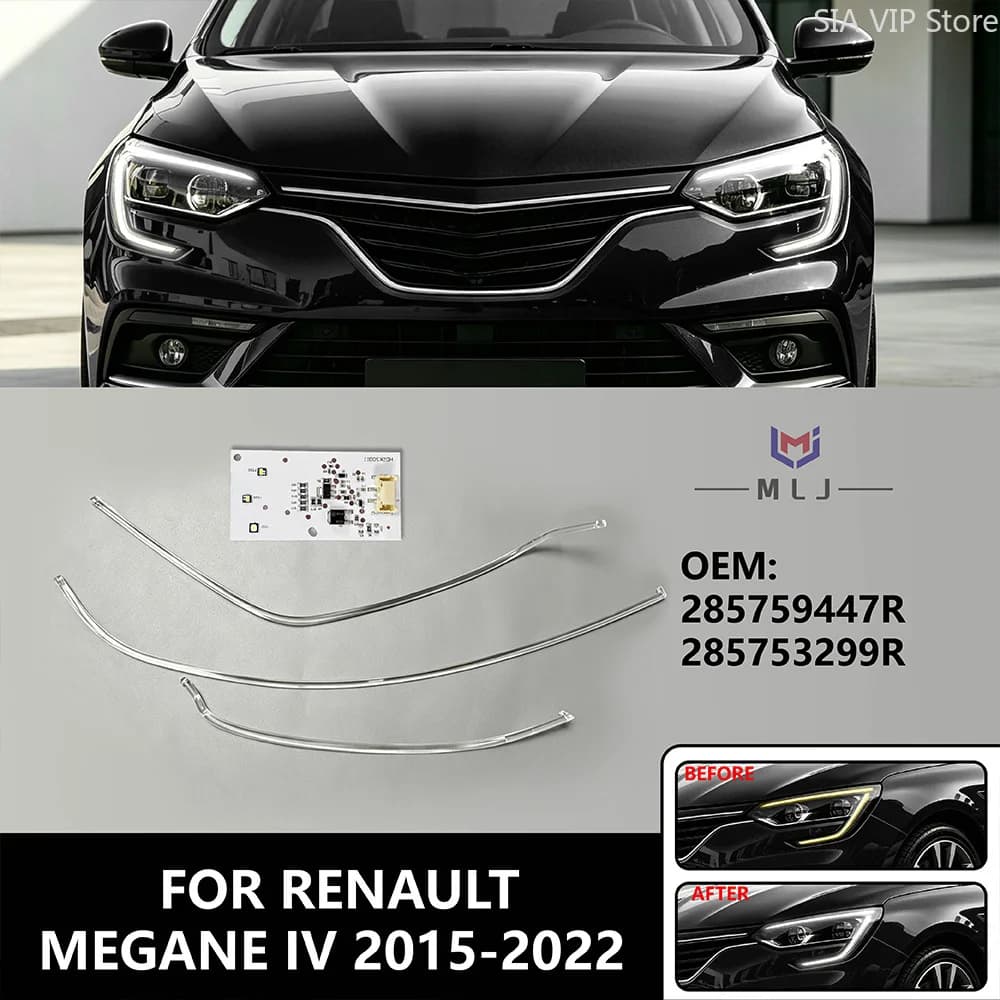 FOR Renault Megane IV 2015-2022 OEM 285759447R 285753299R DRL Light Guide Strip Light Guide Tube LED Angel Eye Chip DRL Board