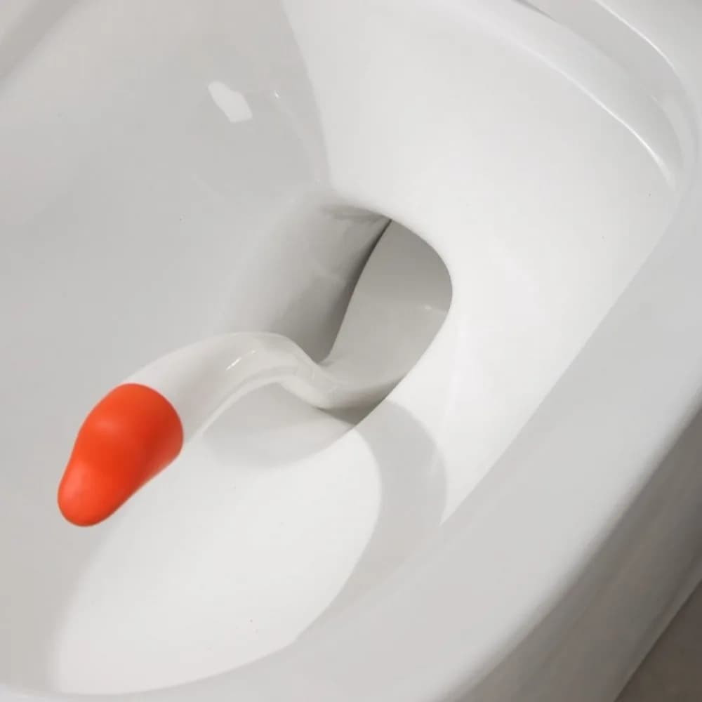 Scopino per WC a forma di cigno con manico lungo, testa a setole dense, porta scopino in plastica, per uso domestico, spazzola per la pulizia della toilette dei cartoni animati
