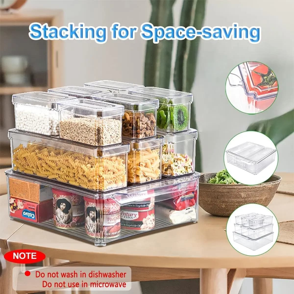 14 Pack Fridge Organizer, Stackable Refrigerator Organizer Bins With Lids, Fridge Organizers And Storage Containers For Fruit, Vegetable, Food, Drinks, Cereals, Clear | Perfect For Thanksgiving, Christmas, New Year's, Easter, And Mother's Day Kitchen Orga