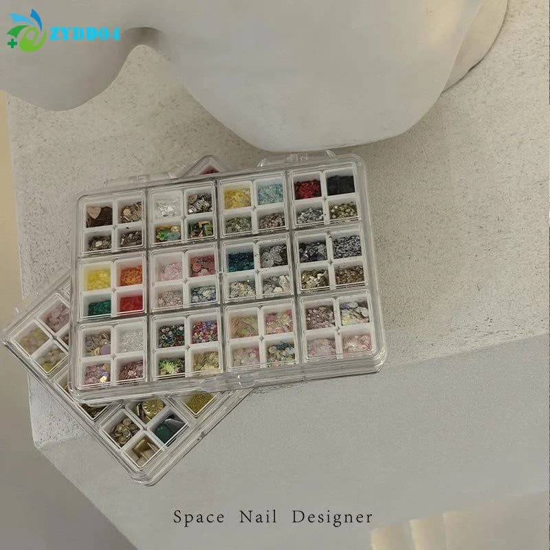 ●24/36/48Grids Nail Decoration Accessories Storage Box Transparent Jewelry Earrings Display Box Storage Container