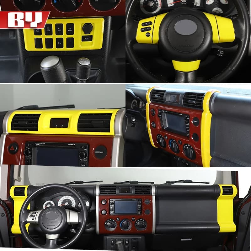 For the period 2007-2021 Toyota FJ Cruiser ABS Yellow Kit Interior Dashboard Console Gearbox Panel Trim Wall decal