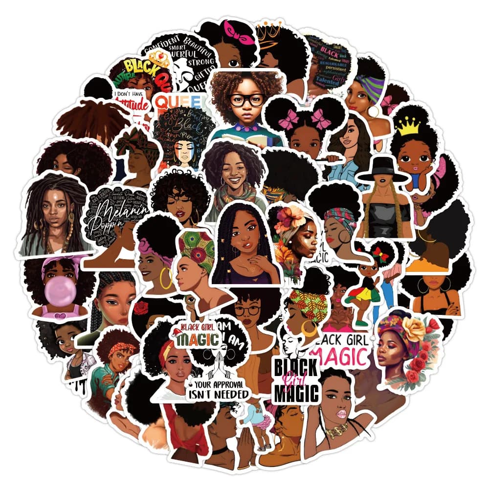 10/30/60Pcs Inspirational Black Girls Stickers per Snowboard Laptop bagagli Car Fridge DIY Styling Vinyl Home Decor Pegatina