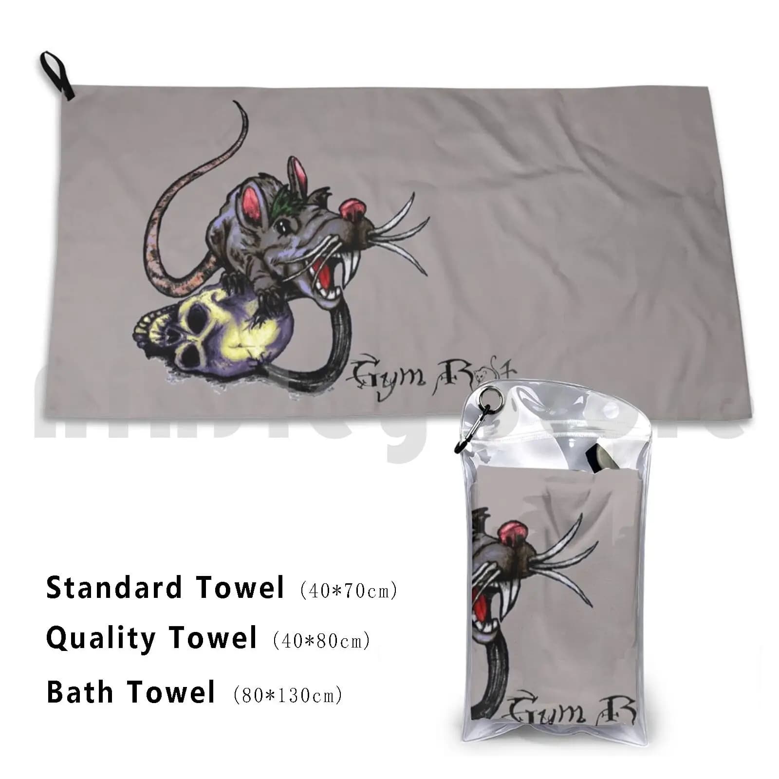 Gym Rat with Kettlebell Skull Custom Towel Balancing Armchair Rat Gym Training in the gym Powerlifter Strongman