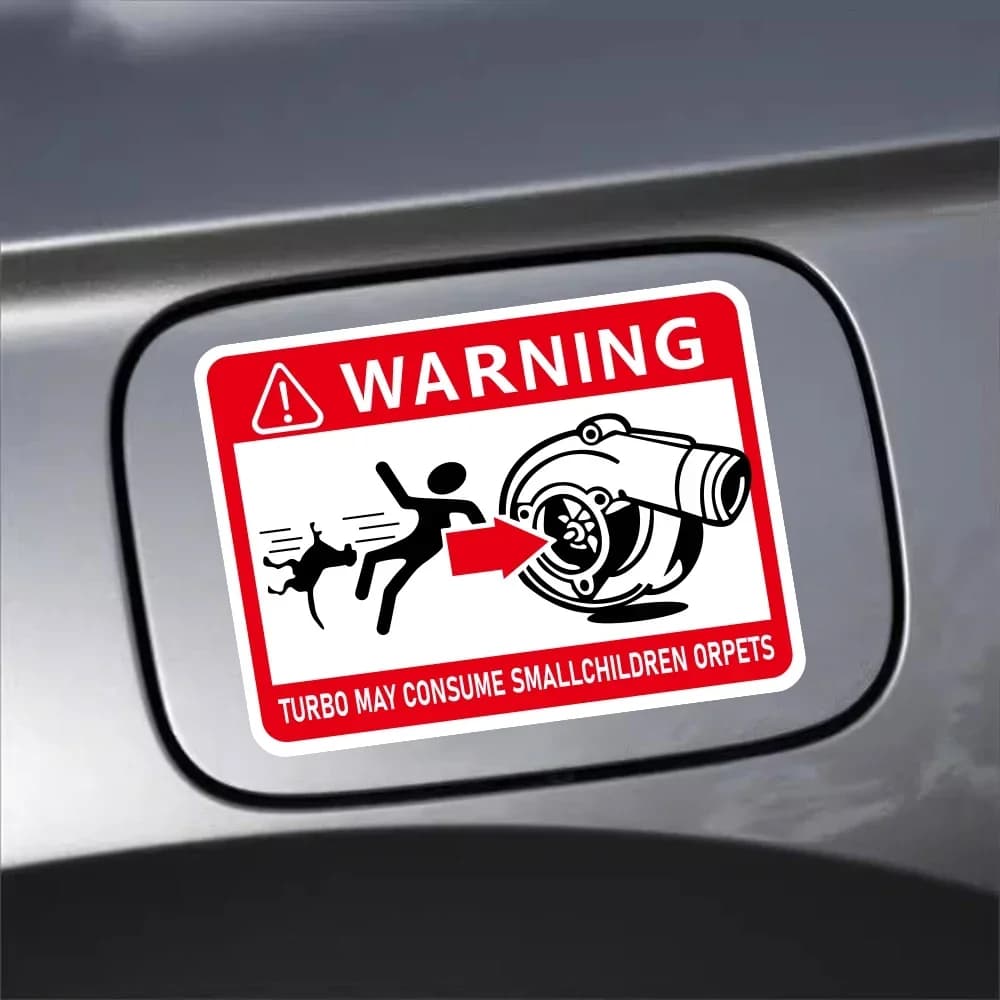 Adesivi Divertenti per Auto con Avvertenza Turbo 12x9cm, Decalcomanie in PVC Vinilico Fai-da-te per Paraurti Posteriore, Finestrino e Carrozzeria, Accessori Decorativi per Tuning Auto