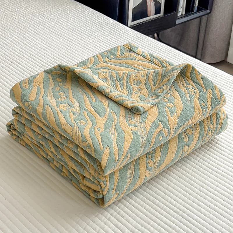 Coperte di Lusso in Puro Cotone per Letto, per Tutte le Stagioni, Morbide Coperte in Mussola 100% Cotone, Trapunta Estiva a Tre Strati in Garza