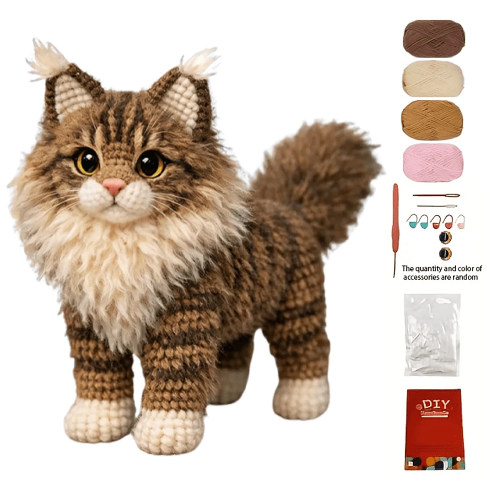 Tabby Cat DIY Crochet Kit for Beginners Adults Birthday Gifts Complete Starter Art Craft Knitting Kit W/ Step-by-Step Tutorials