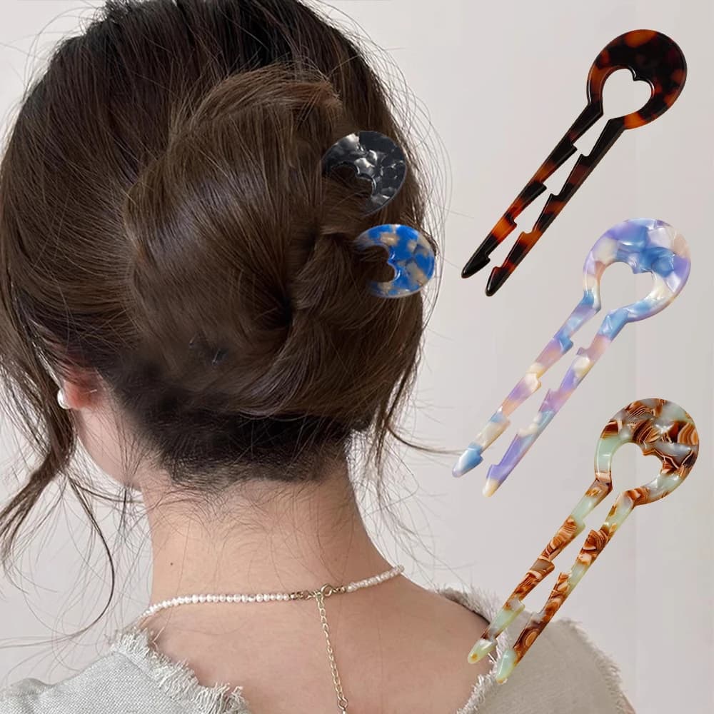 Bastoncini per capelli a forma di U antiscivolo Donna Acido acetico Forcina Coda di cavallo Testa Semplici fermagli per capelli cinesi Accessori per capelli in stile moderno