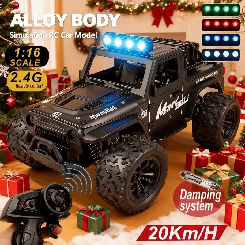 Auto Telecomandata 1:16 con Luci e Suoni, Jeep Telecomandata 2.4GHz per Bambini, Fuoristrada per Tutti i Terreni, Giocattolo RC Regalo per Ragazzi