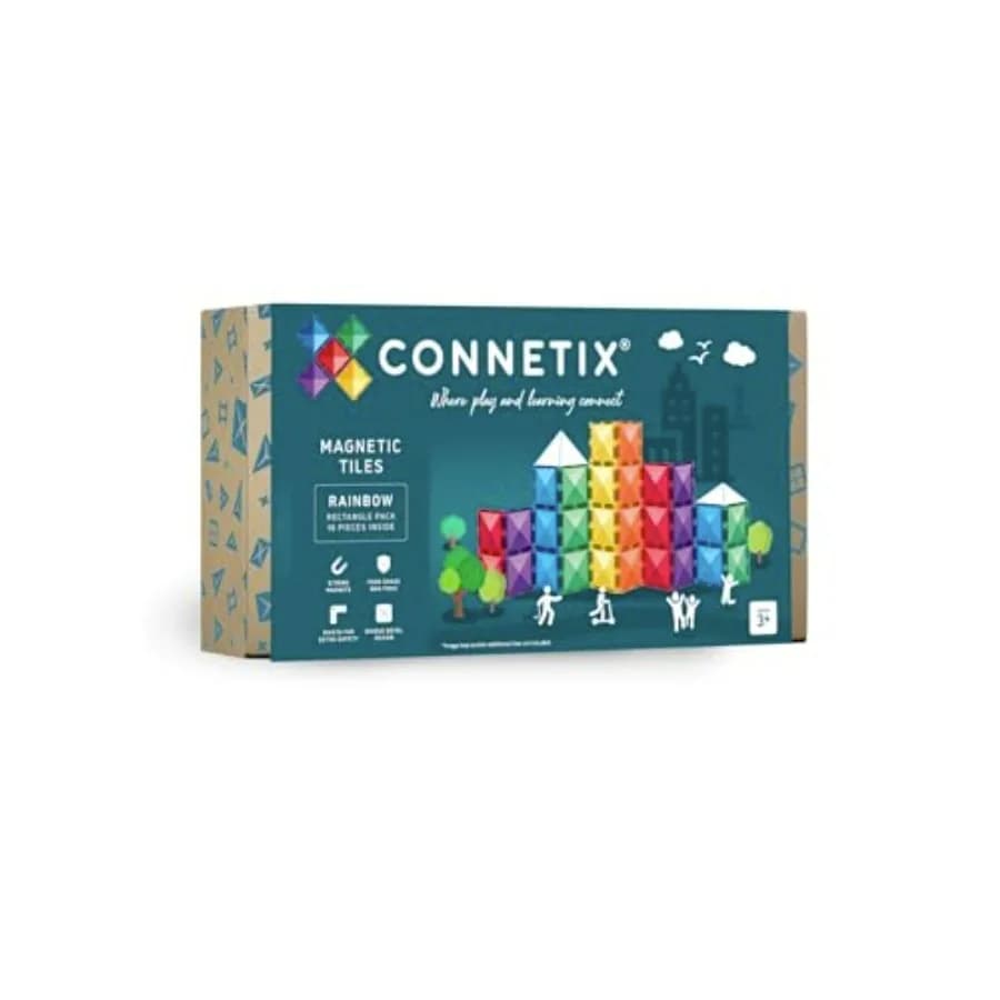 CONNETIX Rainbow Rectangle Pack 18 Pezzi Piastrelle Magnetiche Multicolore per Gioco Creativo e Apprendimento STEM