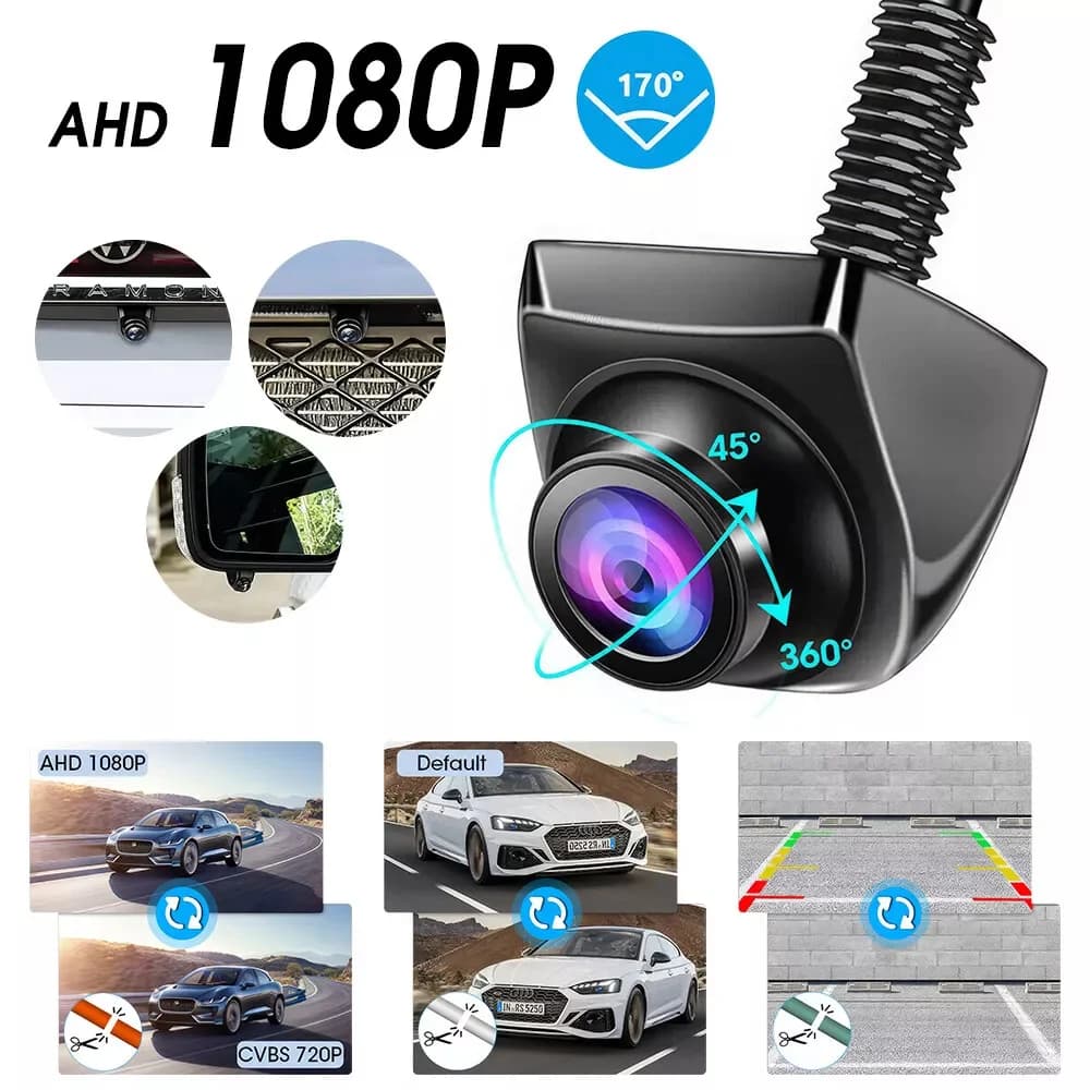 Telecamera per retromarcia per auto CVBS AHD 1080P Full HD Telecamera per retromarcia 170 ° Telecamera per retromarcia per auto con visione notturna grandangolare Fisheye Len