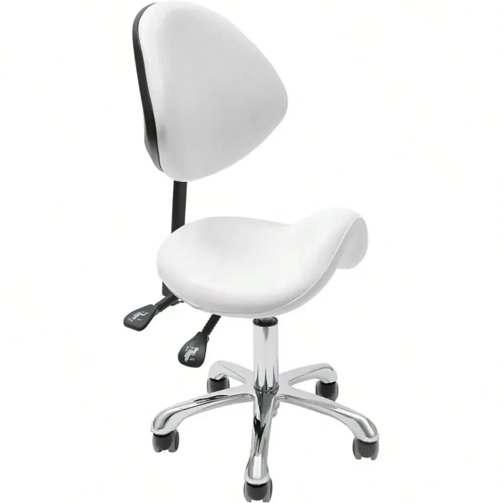 Sgabello a sella, sedia ergonomica regolabile in altezza con supporto lombare, sedia da salone con rotelle per estetista
