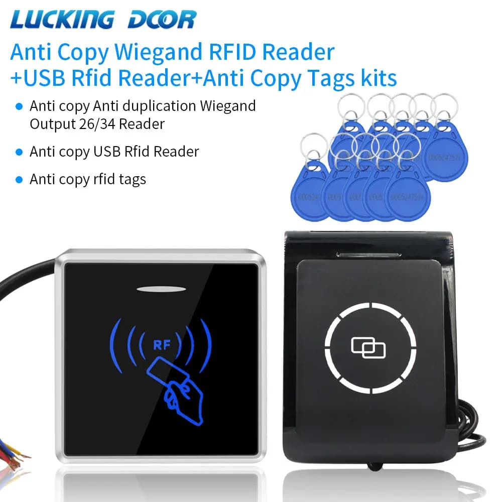 Crittografia Anti copia Kit lettore di schede di controllo accessi Anti-duplicazione scheda RFID Anti-copia + sensore scheda USB + lettore di schede Wiegand