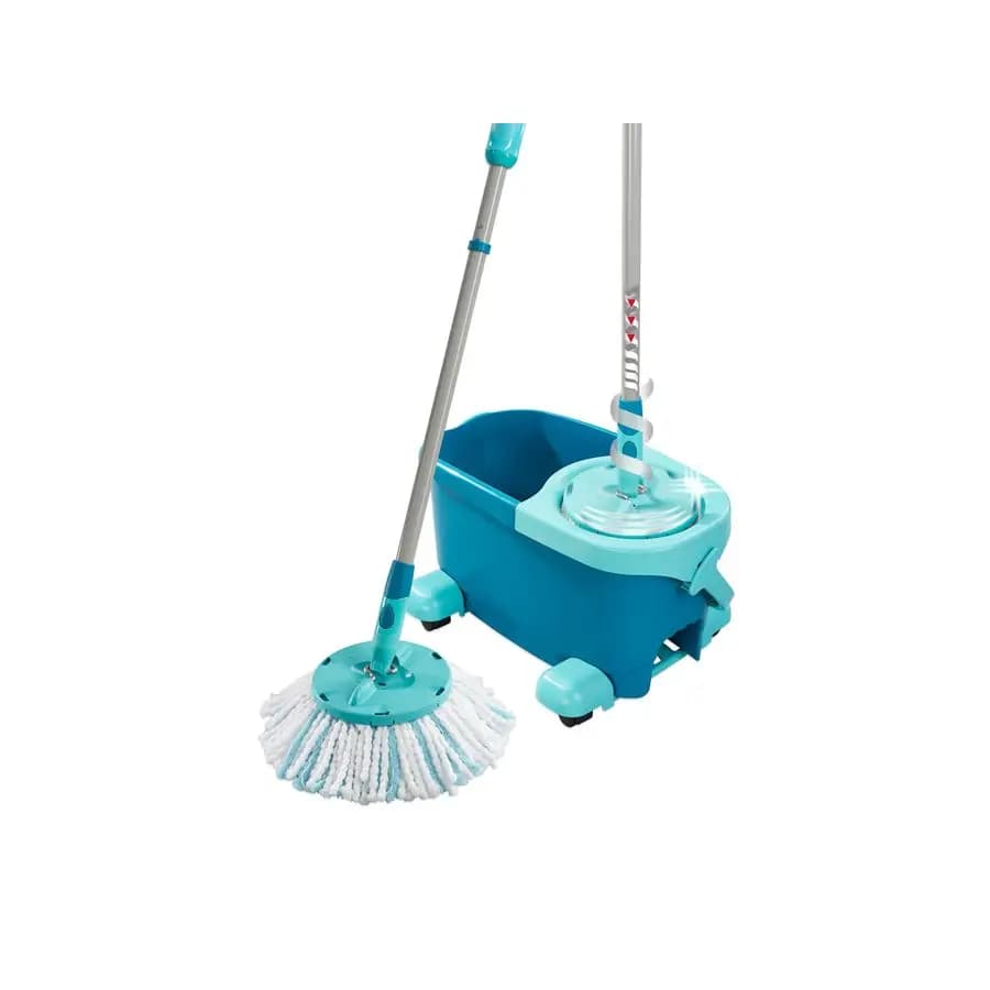Set Bucket and Mop Rotating Clean Twist with Rollers, Telescopic Handle, 360° Joint, SpinDry System, Wheels Facial, Blue