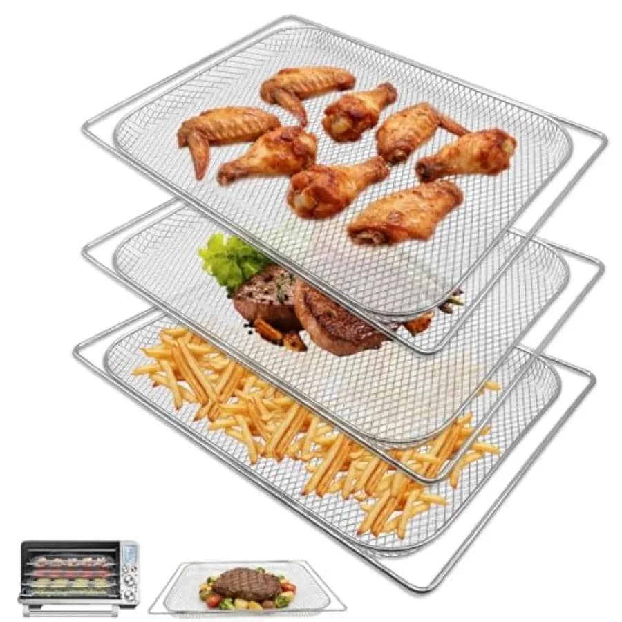 Air Fryer Basket for Breville Smart Oven Air Fryer Pro6.5"D x.7"W x."H Food Grade Steel Mesh Baskets Accessories Tray for Brevi