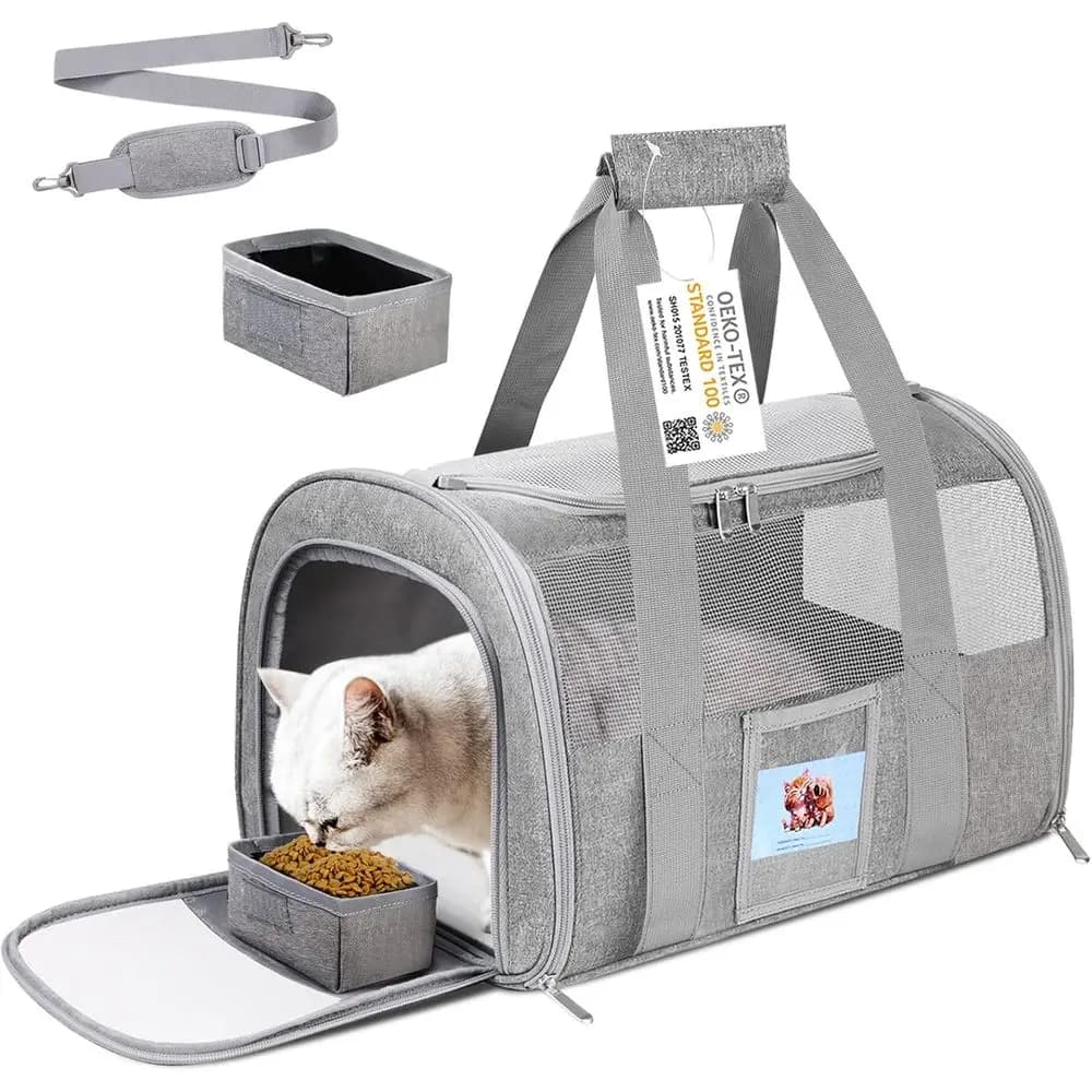 Trasportino per gatti Trasportino per cani da compagnia aerea approvato per trasportini per cuccioli di gattini sotto i 15 libbre, pieghevole con lato morbido TSA approvato da viaggio Ca