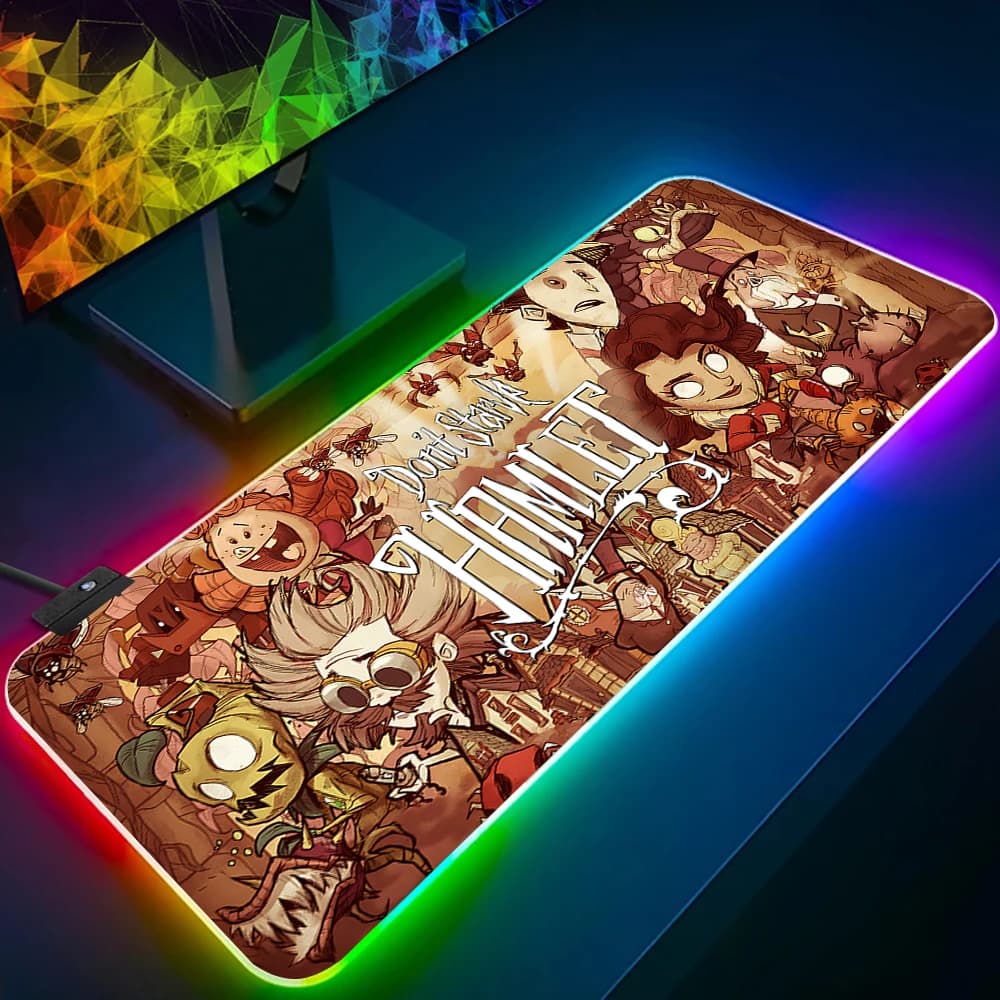 Tappetino per mouse RGB per PC da gaming, con LED luminosi, in gomma, per giochi di sopravvivenza e avventura, con tema famine.