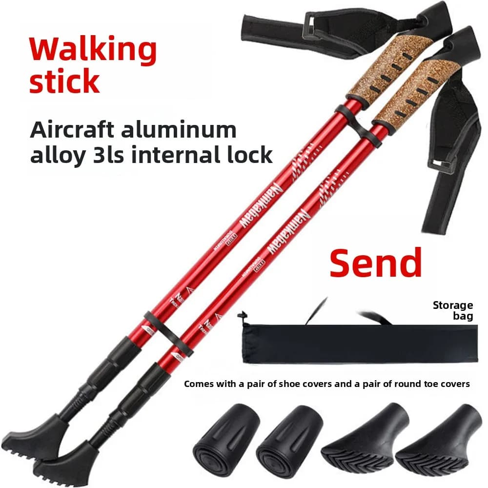 2026 New Straight Grip Professional Hiking Stick Ultra Light Off-road Hiking Stick Walking Telescopic Hiking Stick Pole