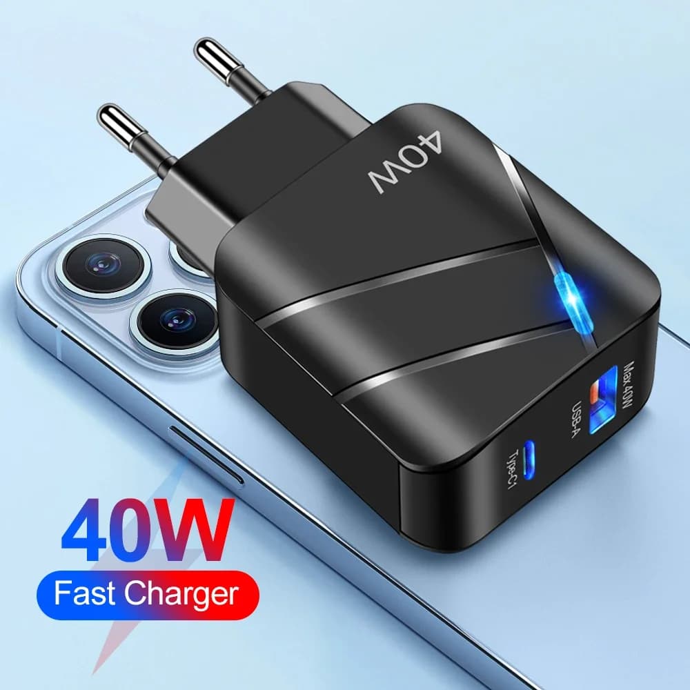 40W PD USB C Charger Quick Charge QC 3.0 Wall Charger Adapter for IPhone 14 13 Samsung Xiaomi USB Charger Fast Charging