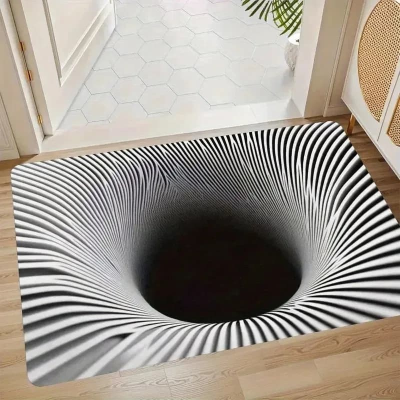 3D Illusione ottica Tappetino antiscivolo Porta macchina Ingresso Lavabile Bagno Camera da letto Campeggio Yoga Tappetino durevole Lavanderia
