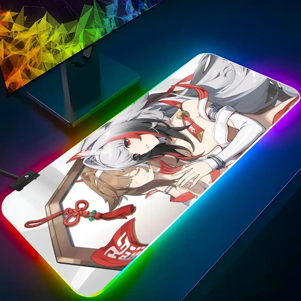 ZZZ Hoshimi Miyabi Ye Shunguang Mouse Pad RGB Backlit Mouse Pad Laptop Mouse Pad Laptop Gamer Computer Desk Gaming Accessories