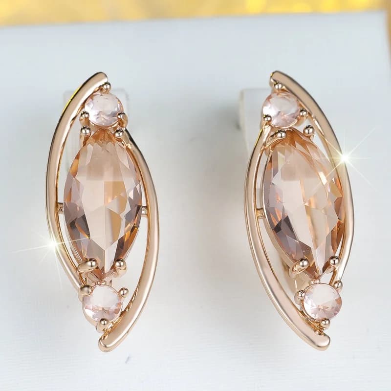Orecchini a Occhio di Cavallo con Zirconi Scintillanti, Gioielli di Lusso Leggero, Raffinati, di Alta Gamma, alla Moda, Accessori di Nicchia