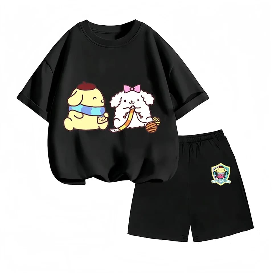 Set di T-Shirt con Stampa Cartoon Pompompurin per Bambini e Adolescenti 2-14 Anni, Moda Estiva in Cotone, Vendita Calda 2026