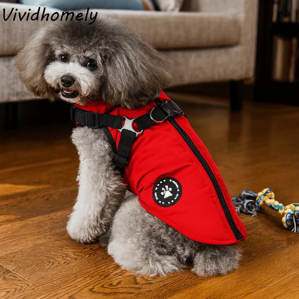 Piumino per cani regolabile per cuccioli, addensare caldo cappotto per cani morbido con imbracatura, giacca invernale per cani